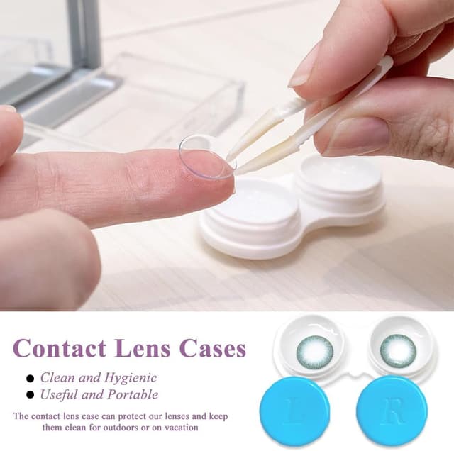 Detalle 2 de HZXINYI Kontaktlinsenbehälter-Set (8 Stück) mit auslaufsicherem Schraubdeckel – grün, blau, rosa, lila