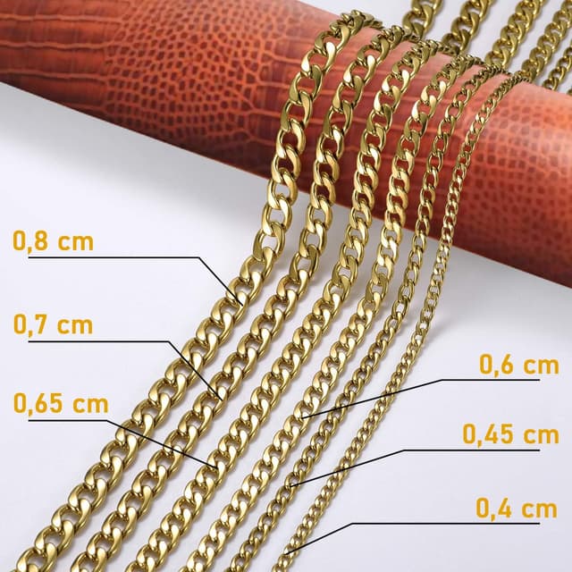 Detalle de DonDon Collana uomo in acciaio inox con catena colore oro (misure disponibili)