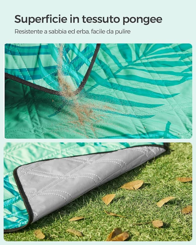 Thumbnail 4 de SONGMICS Coperta Picnic 200 x 200 cm pieghevole impermeabile a 4 strati con fondo in alluminio GCM001C02