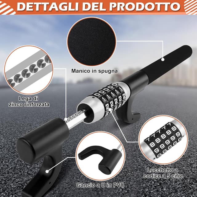 Thumbnail 3 de Tevlaphee Blocca sterzo antifurto universale per auto