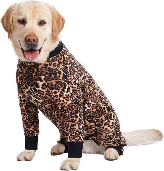 Detalle 2 de Blue Dream Island Leopard Dog Pajamas Jumpsuit (Lightweight Cotton) for Medium & Large Dogs