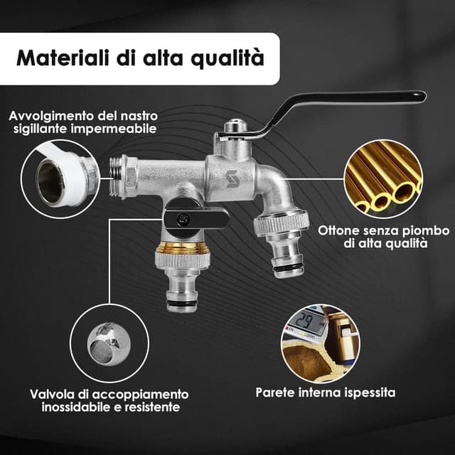 Detalle de SPGOOD SPGOOD Garten Wasserhahn 1/2 Doppel Messing