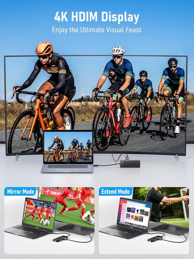 Detalle de Lemorele USB-C Dockingstation 10-in-1 (2025 Upgrade) mit Gigabit-Ethernet, 4K-HDMI und 100 W PD