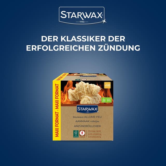Detalle de STARWAX Anzündwolle im 100er Pack – saubere, geruchsfreie Schnellzündung für BBQ & Kamin
