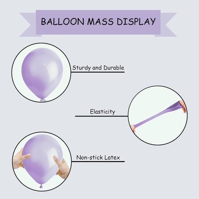 Detalle 2 de Metallic Purple Balloons 100 Pack (Large 12 inch) thick latex biodegradable party balloons