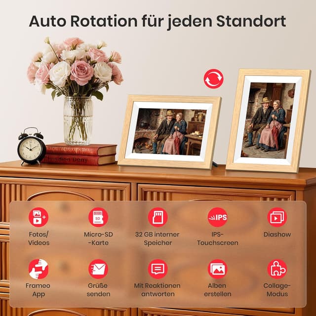 Thumbnail 6 de Frameo WLAN digitaler Bilderrahmen 10,1 Zoll (HD, 1280×800 IPS) mit 32 GB Speicher und Touchscreen