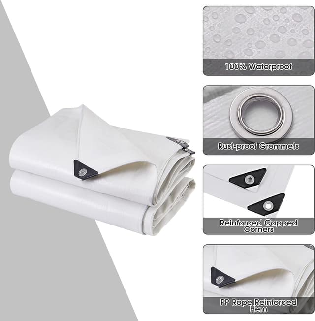 Detalle de Telo Impermeabile Esterno 2x3m in PE 180 g/m² con occhielli rinforzati: telone multiuso per mobili da giardino, barche, camion e altro