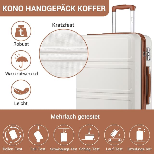 Detalle de Kono Koffer Trolley Reisekoffer aus ABS+PC mit TSA-Schloss, 28 Zoll und 4 Zwillingsrollen
