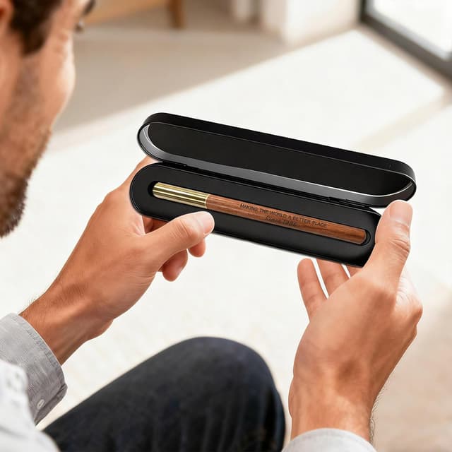 Detalle de iyaone Meaningful 40th Birthday Gift for 1986 – Engraved Wooden Gel Pen Keepsake Set