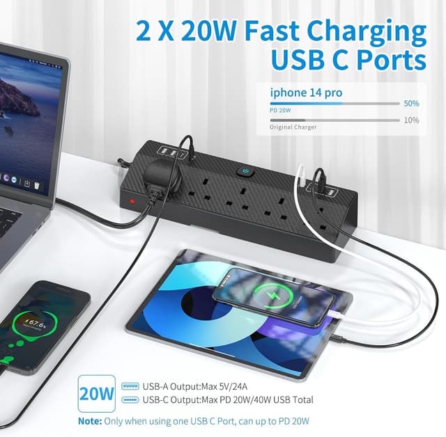 Detalle 2 de HAFINO Desk Extension Lead 1.8M with 20W PD