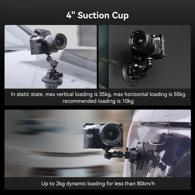 Detalle de SMALLRIG 4 inch Suction Cup Camera Mount 4122 (car mount for cameras and smartphones up to 2kg)