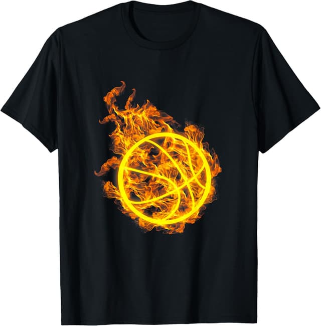 Detalle de T-shirt basket flamboyant, ballon joueur