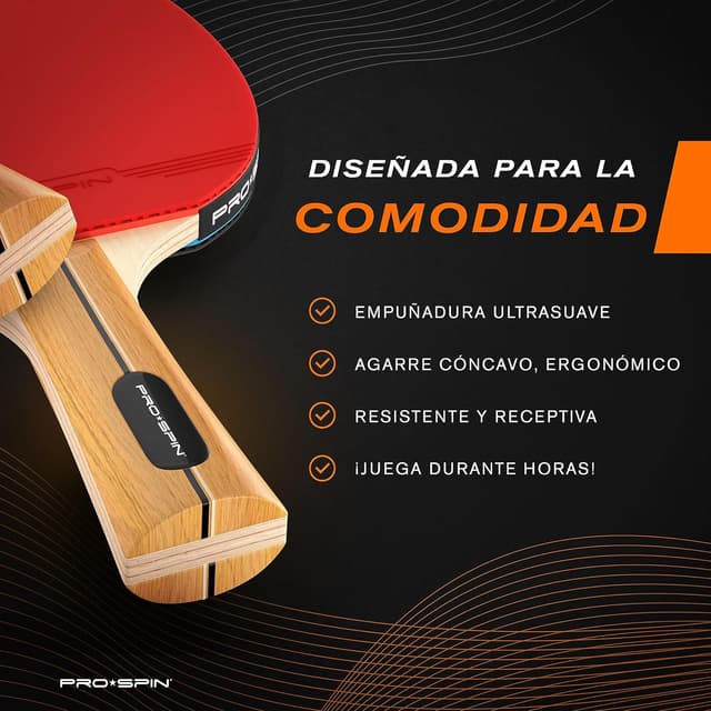 Detalle de PRO-SPIN Palas de Ping Pong 1,8 mm