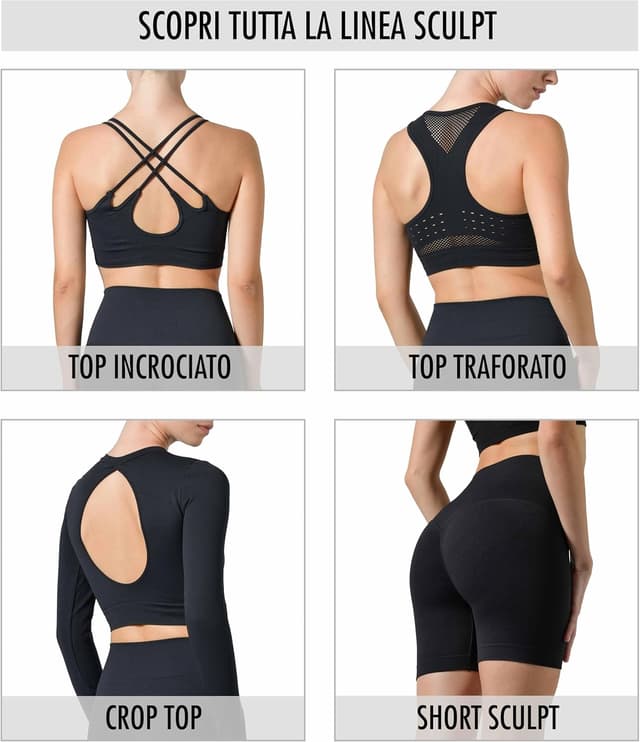 Detalle de Risalti Leggins Push Up Sculpt a vita alta seamless Made in Italy per yoga e fitness