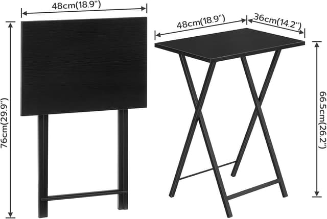 Detalle de HOOBRO Tavolino pieghevole industriale da divano EBK15BZ01 (48 x 36 x 66,5 cm) color nero