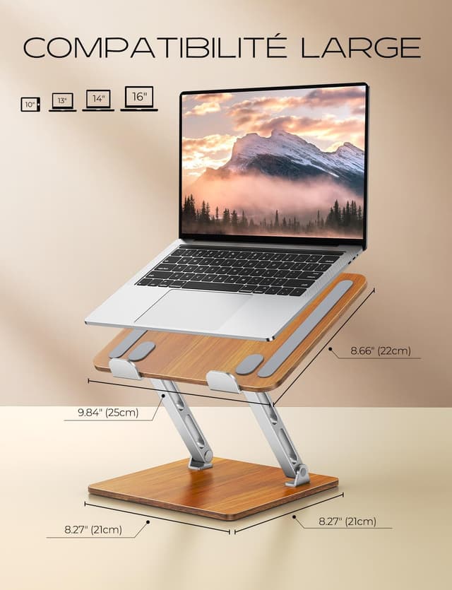 Thumbnail 6 de CIRYCASE Support portable Aluminium Bois 10–16 pouces