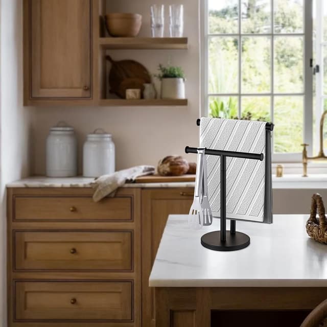 Detalle de YIGUANXIN Hand Tower Holder Stand T-shaped Double-Layer Towel Rack (SUS304) – Matte Black