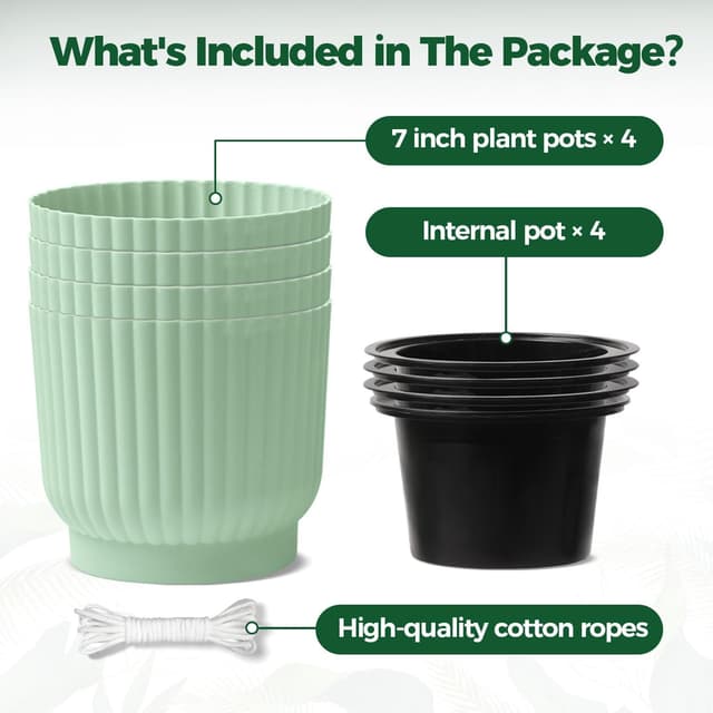 Detalle 2 de T4U 18cm self-watering plant pots (4 pack) – indoor and outdoor planters for succulents, cacti and houseplants