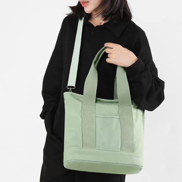 Detalle de Aucuu Sac fourre-tout en toile pour femme avec bandoulière réglable et fermeture éclair