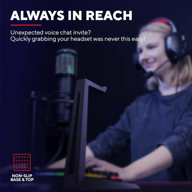 Detalle de Trust Gaming GXT 260 Cendor Kopfhörer-Ständer für Headsets bis 24 cm – mit Gummioberfläche, schwarz