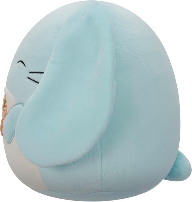 Detalle 2 de Squishmallows Original 7.5-inch Easter plush: Buttons the Blue Bunny holding a carrot cupcake