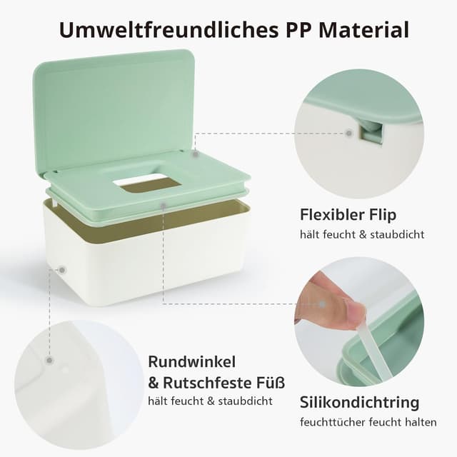 Detalle de Feuchttücher Box für Baby Grün