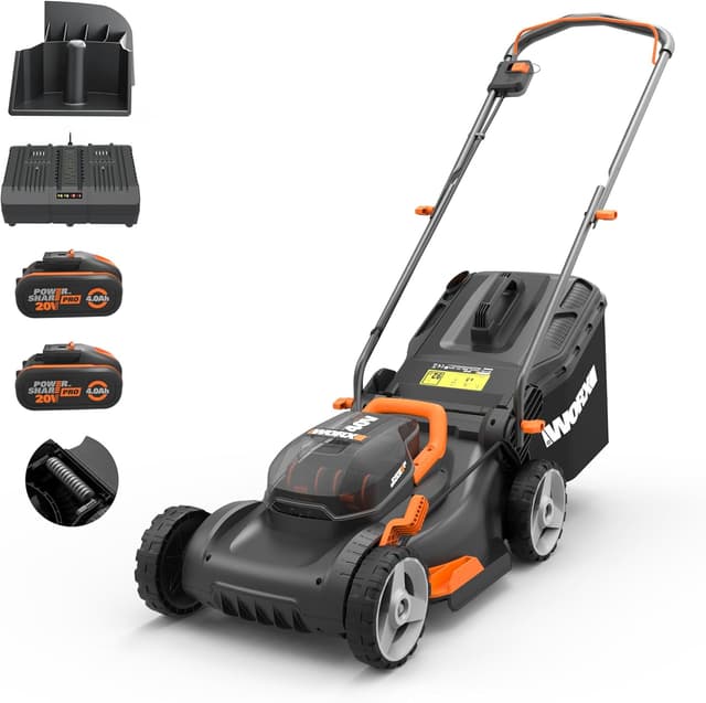 Detalle de WORX Nitro WG734E Profi Akku-Rasenmäher 40V – 40 cm Schnittbreite mit 2x PowerShare PRO Akkus & Dual-Ladegerät