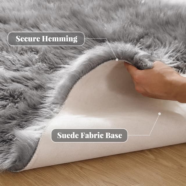 Detalle de ORINOVA Tapis gris en fausse fourrure 60x90 cm (shaggy doux) pour chambre