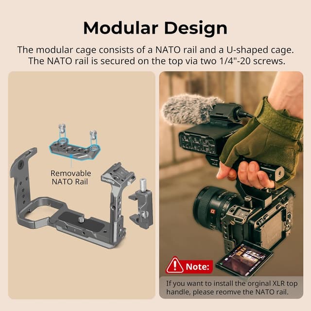 Detalle de SMALLRIG FX3 / FX30 HawkLock Schnellverschluss-Kamerakäfig-Kit mit Kabelklemme und QR Cold Shoe NATO-Schiene