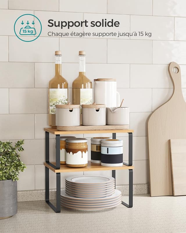 Thumbnail 3 de SONGMICS KCS02NB Étagère à épices extensible, lot de 2 🧂