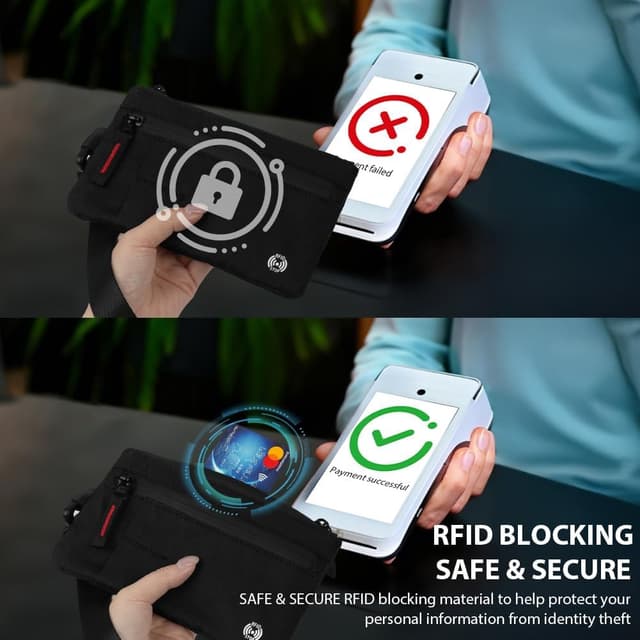 Thumbnail 2 de DiULi Carteras RFID Antirrobo Grande negro 🎒