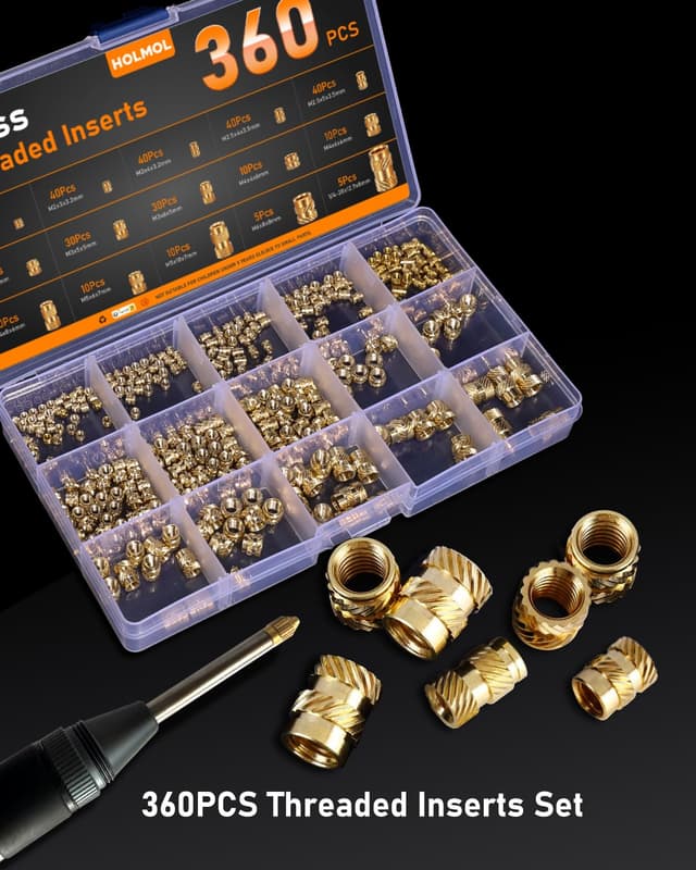 Thumbnail 6 de HOLMOL Gewindeeinsatz 360 Stück Set Messing M2–M6