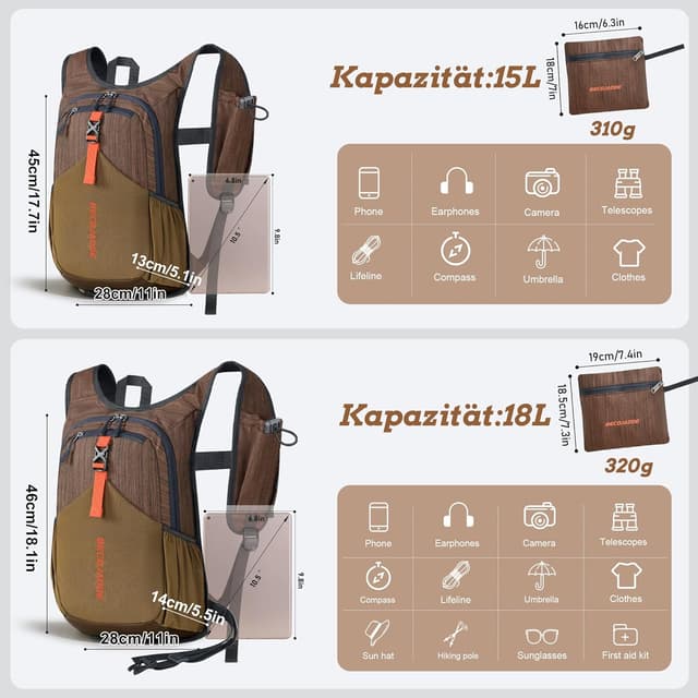 Thumbnail 3 de BECOJADDE 15L Wanderrucksack kompakt