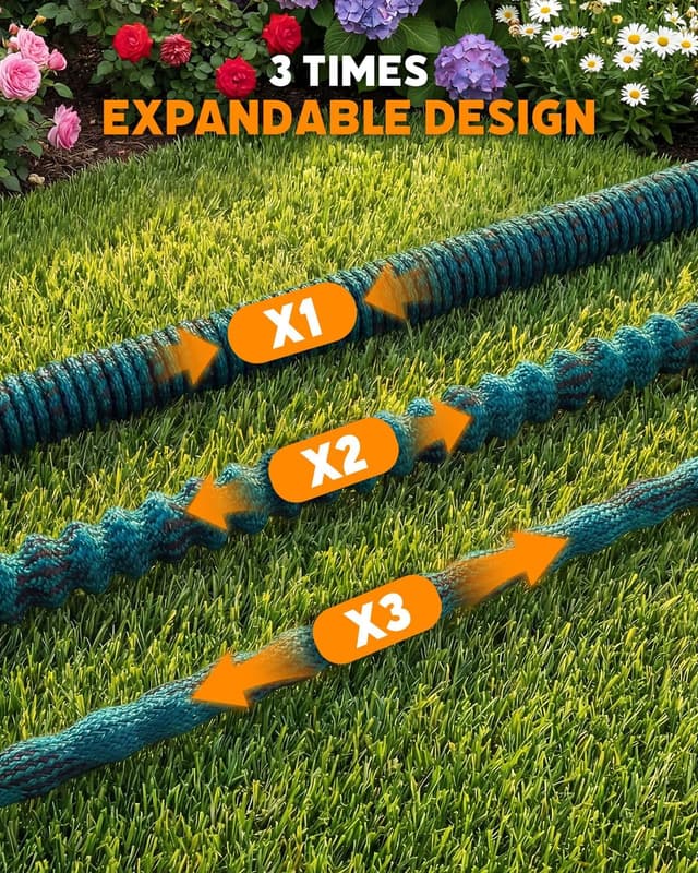 Detalle de Evviee 100FT Expandable Garden Hose Pipe with 10-Pattern Spray Nozzle