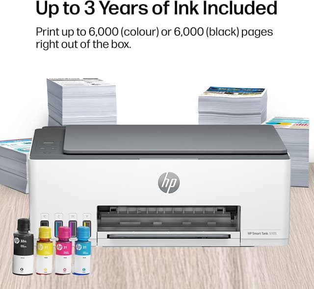 Detalle de HP Smart Tank 5105 All-in-One Wireless Printer (Print, Scan, Copy) – Refillable ink tank