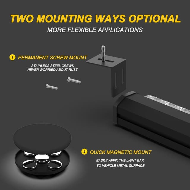 Detalle de KAMOPA Barre d’avertissement LED clignotante 96 cm (36 LED ambre) avec aimant pour camions et véhicules de chantier