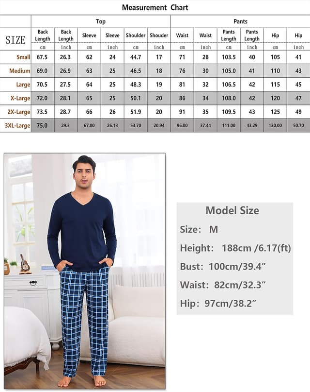 Thumbnail 5 de Bresdk Pigiama Uomo Cotone Lungo 2 Pezzi