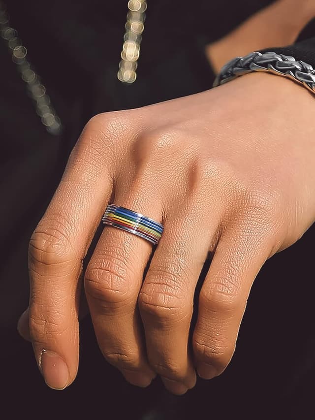 Detalle de Bandmax Bague LGBT tournante 7,8 mm