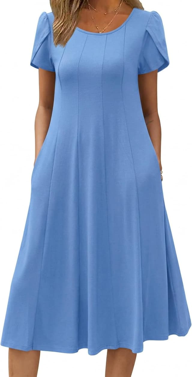 Thumbnail 6 de Zeagoo women’s summer short-sleeve midi dress with pockets (floral swing dress, S–XXL)