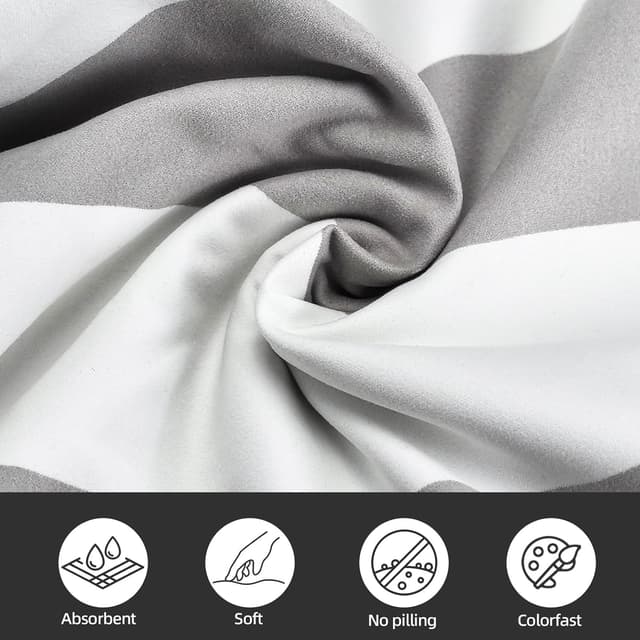 Detalle de CNMTCCO Large Beach Towel for Adults (160x90cm) in Light Grey – quick-dry microfibre with sand-free design and bag