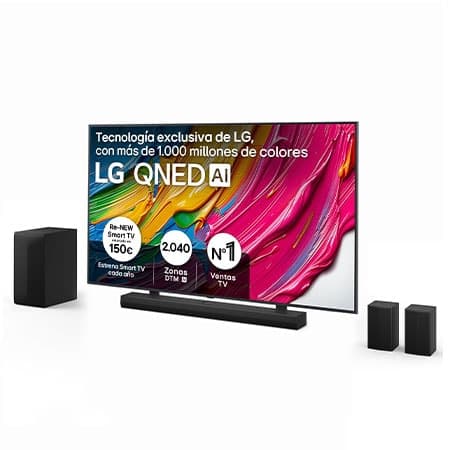 Detalle de LG QNED8E 86" 4K 2025 — Pack TV, barra y soporte
