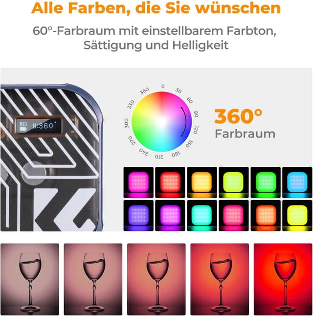 Detalle de K&F CONCEPT 60 LED RGB Videolicht für 360°