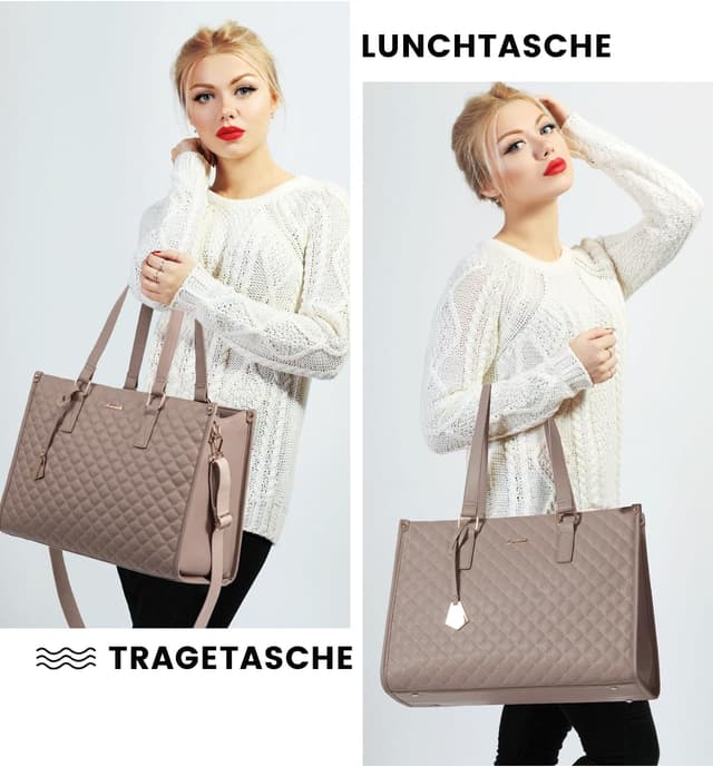 Detalle de LOVEVOOK Laptoptasche Damen mit isoliertem Lunchfach für 15,6 Zoll – mit Schultergurt