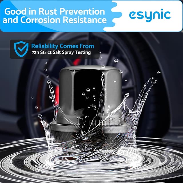 Detalle de eSynic 16-Piece Wheel Nuts Set for Ford (M12x1.5, 19mm Hex) Black Locking Nuts with Taper Washer