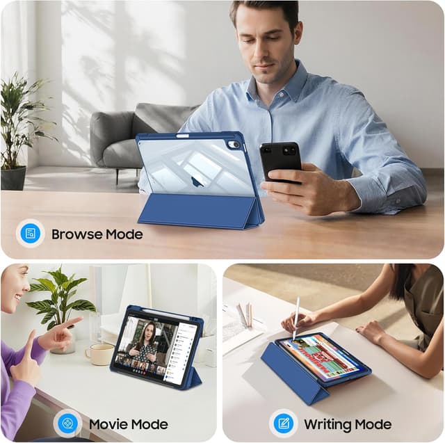 Detalle de Fintie Hybrid Hülle für iPad Air 11 Zoll mit Stifthalter (M4/M3/M2 & Air 5/4) – Navy