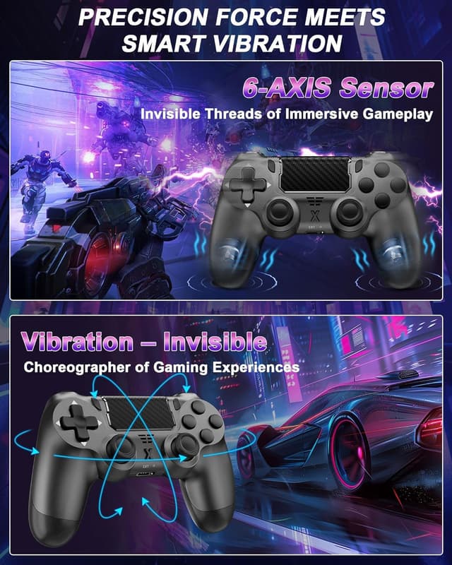 Detalle 2 de AR CELI Wireless Controller for PS-4 (Grey) with Bluetooth, Dual Vibration & 3.5mm Jack