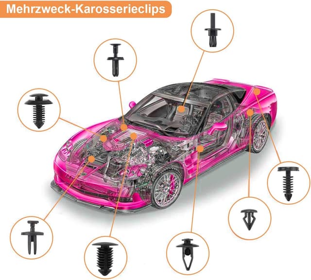 Detalle de Ginsco Kfz-Werkzeug-Set 716-teilig: Universal Befestigungsclips für Verkleidungen, Stoßstangen & mehr