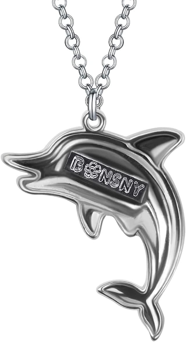 Detalle de LONYOO Delphin Emaille-Halskette mit Anhänger aus Zinklegierung (50 cm + 7 cm) – Geschenk für Frauen & Mädchen