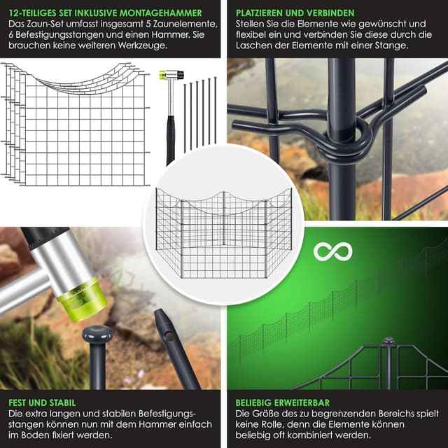 Thumbnail 2 de KESSER® Valla para estanque y jardín, juego de 5 con accesorios 🚫