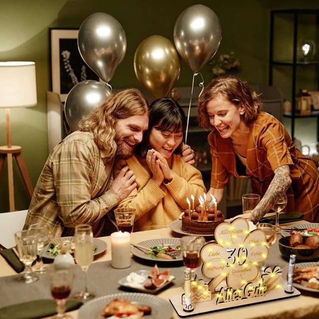 Thumbnail 5 de Geldgeschenk 40 Geburtstag LED Kleeblatt Holz Gästebuch